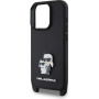 Karl Lagerfeld Metalowe etui Saffiano Crossbody Karl i Choupette z regulowanym paskiem do iPhone'a 16 Pro - czarne