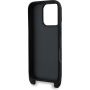 Karl Lagerfeld Metalowe etui Saffiano Crossbody Karl i Choupette z regulowanym paskiem do iPhone'a 16 Pro - czarne