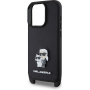 Karl Lagerfeld Metalowe etui Saffiano Crossbody Karl i Choupette z regulowanym paskiem do iPhone'a 16 Pro Max - czarne