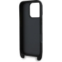 Karl Lagerfeld Metalowe etui Saffiano Crossbody Karl i Choupette z regulowanym paskiem do iPhone'a 16 Pro Max - czarne