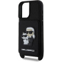 Karl Lagerfeld Etui Saffiano Crossbody Karl i Choupette z regulowanym paskiem do iPhone'a 16 - czarne