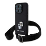 Karl Lagerfeld Metalowe etui Saffiano Crossbody Karl i Choupette z regulowanym paskiem do iPhone'a 16 Pro Max - czarne