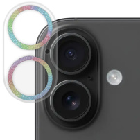 NORTHJO iPhone 16 / 16 Plus Ochrona Obiektywu Aparatu Szkło Hartowane Z Brokatowymi Ramkami - Tęcza