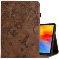 Etui zamykane z miejscem na kartę i wzorem kwiatowym do iPada 9,7" (2017/2018) / Air 1 / 2 / Pro 9,7" - Brązowy