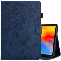 Etui zamykane z miejscem na kartę i motywem kwiatowym dla iPada 9,7" (2017/2018) / Air 1 / 2 / Pro 9,7" - granatowy