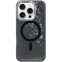 Etui z pływającymi cekinami i MagSafe dla iPhone'a 16 Pro - szare