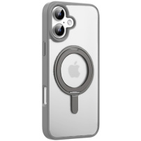 MUTURAL Matowe etui z podstawką i MagSafe do iPhone'a 16 - szare