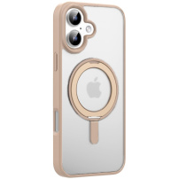 MUTURAL matowe etui z podnoszoną podstawką i MagSafe do iPhone'a 16 - beż