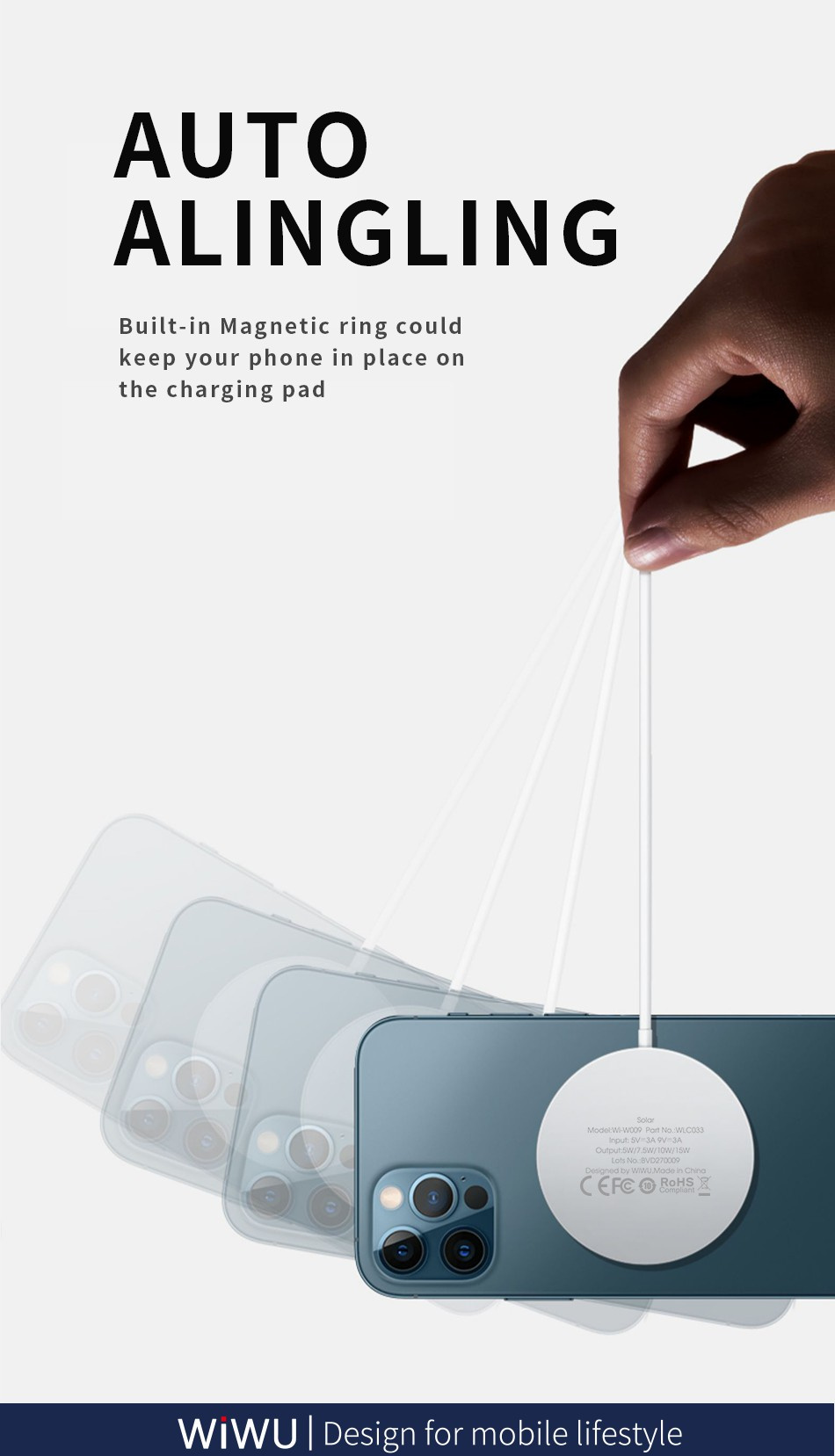 Wiwu W009 bezprzewodowa ładowarka MagSafe do iPhone / AirPods - 15W - biała