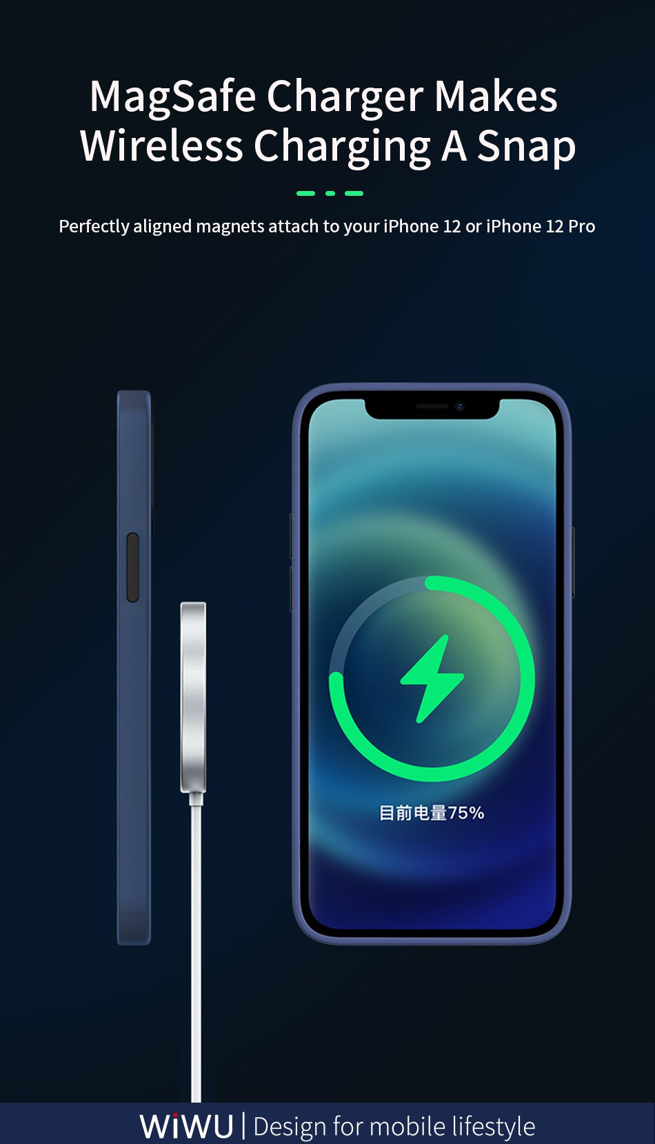 Wiwu W009 bezprzewodowa ładowarka MagSafe do iPhone / AirPods - 15W - biała