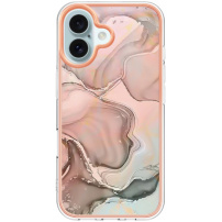 Marmurowe etui ochronne do iPhone'a 16 - jasnoróżowe