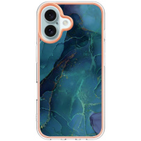 Marmurowe etui ochronne do iPhone'a 16 Plus - nafta