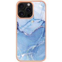 Marmurowe etui ochronne do iPhone'a 16 Pro Max - niebieskie