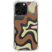 Etui z abstrakcyjnym wzorem fali i wzmocnionymi narożnikami dla iPhone'a 16 Pro Max - brązowy