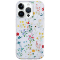 Błyszcząca przezroczysty pokrowiec dla iPhone 14 Pro Max - kwitnąca łąka
