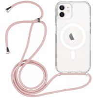 Przezroczyste etui ze sznurkiem i MagSafe do iPhone'a 12 / 12 Pro - różowe