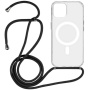 Przezroczyste etui ze smyczą i MagSafe do iPhone'a 12 / 12 Pro - czarne
