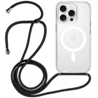 Przezroczyste etui ze smyczą i MagSafe do iPhone'a 13 Pro - czarne