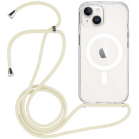 Przezroczyste etui ze sznurkiem i MagSafe do iPhone'a 14 - kremowe