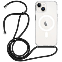 Przezroczyste etui ze smyczą i MagSafe do iPhone'a 14 Plus - czarne