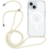 Przezroczyste etui ze sznurkiem i MagSafe do iPhone'a 15 - kremowe