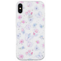 Brokatowe transparentne etui do iPhone X / XS - motyle