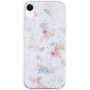 Brokatowe transparentne etui do iPhone XR - kwiaty