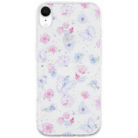 Brokatowe transparentne etui do iPhone XR - motyle