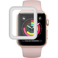Szkło 3D hartowane z metalową ramką dla Apple Watch 38mm - srebrny