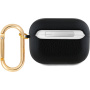 Guess Grained Classic Logo etui z karabińczykiem do AirPods Pro - czarny