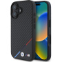 BMW Etui M Carbon Tricolor Stripe z MagSafe do iPhone'a 16 - czarne