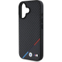 BMW Etui M Carbon Tricolor Stripe z MagSafe do iPhone'a 16 - czarne