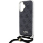 Guess 4G IML Drukowane etui na ramię z smyczą do iPhone'a 16 - Szare