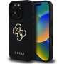 Guess Etui z logo z metalu 4G Grained do iPhone'a 16 Pro - czarne