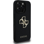 Guess Etui z logo z metalu 4G Grained do iPhone'a 16 Pro - czarne
