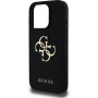 Guess Etui z logo z metalu 4G Grained do iPhone'a 16 Pro - czarne