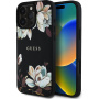 Guess Etui z wzorem kwiatów magnolii i MagSafe do iPhone'a 16 Pro - czarne