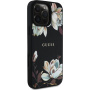 Guess Etui z wzorem kwiatów magnolii i MagSafe do iPhone'a 16 Pro - czarne
