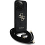 Guess 4G Metalowe etui z logo na ramię ze smyczą do iPhone'a 16 Pro - Szare