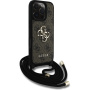Guess 4G Metalowe etui z logo na ramię ze smyczą do iPhone'a 16 Pro Max - Brązowe