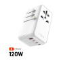 FIXED Voyager uniwersalny adapter podróżny z portami 3x USB-C / USB-A i wysuwanymi wtyczkami - 120W - biały