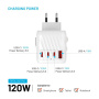 FIXED Voyager uniwersalny adapter podróżny z portami 3x USB-C / USB-A i wysuwanymi wtyczkami - 120W - biały