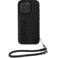 BMW Etui ze skóry Signature i paskiem do iPhone'a 16 Pro Max - czarne