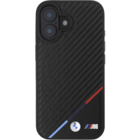 BMW Etui M Carbon Tricolor Stripe z MagSafe do iPhone'a 16 - czarne