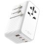 FIXED Voyager uniwersalny adapter podróżny z portami 3x USB-C / USB-A i wysuwanymi wtyczkami - 120W - biały