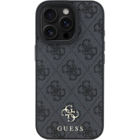 Guess 4G Małe metalowe etui z logo z MagSafe do iPhone'a 16 Pro Max - Szare