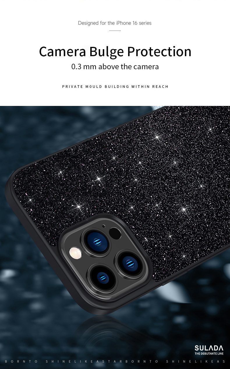 SULADA eleganckie brokatowe etui do iPhone'a 16 Pro Max - złote