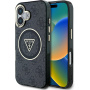 Guess Etui IML 4G z brokatem i trójkątnym logo z MagSafe na iPhone'a 16 - szare