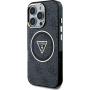 Guess Etui IML 4G z brokatem i trójkątnym logo z MagSafe do iPhone'a 16 Pro - szare