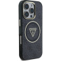 Guess Etui IML 4G z brokatem i trójkątnym logo z MagSafe do iPhone'a 16 Pro - szare